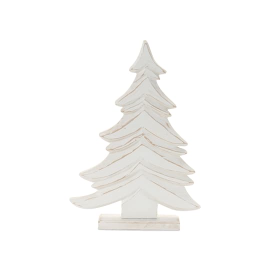 Carved Wood Pine Tree Set